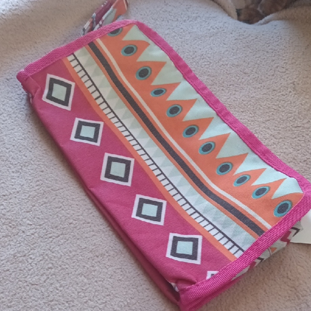 Pink and Orange Geometric Clutch